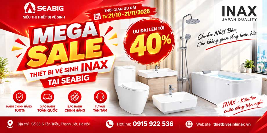 Mega sale thiết bị vệ sinh Inax giá tốt tại Seabig